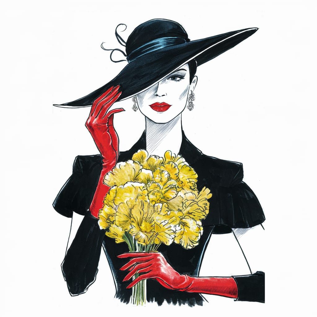 Elegant Woman Portrait in Classic Fashion Illustration Style