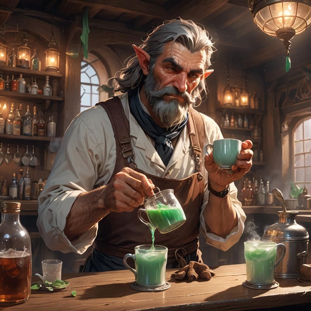 Enchanted Tavern Scene in Vibrant Fantasy Style