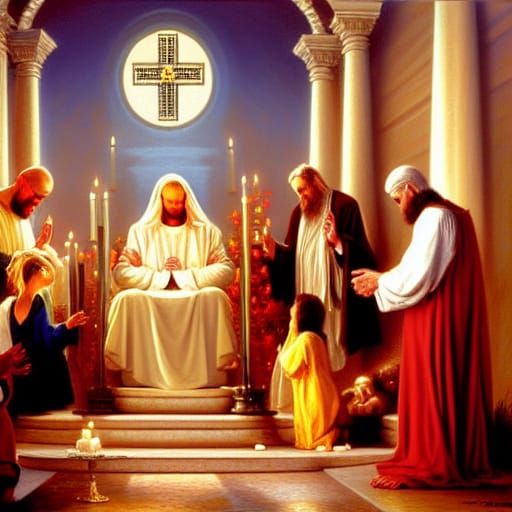 Charity: A Hyperdetailed Oil Painting of Christian Virtue