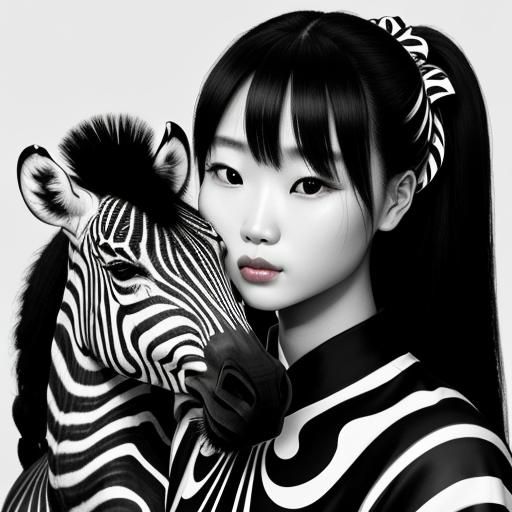 Surreal Photo of Girl Kissing Zebra