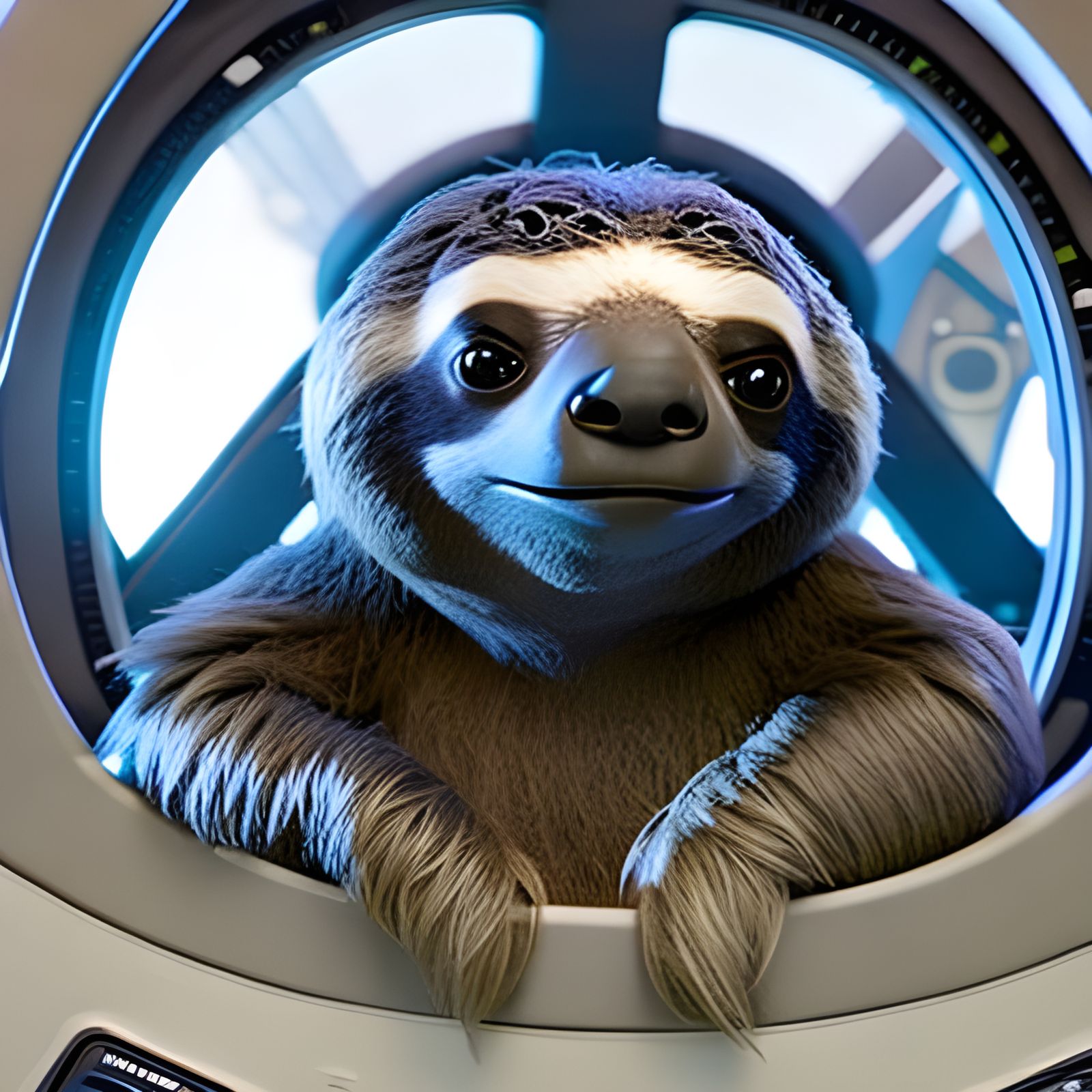 Sloth Captain in Space Shuttle, Disney Animation