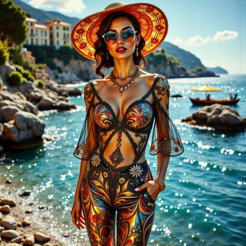 Ethereal Stained Glass Goddess on the French Riviera