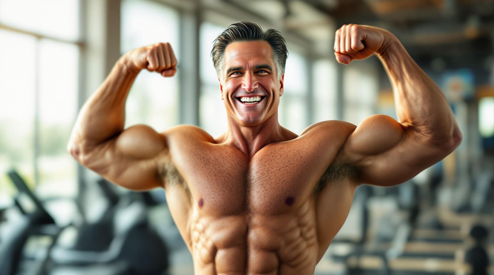Sculpted Politician Flexes in Sunny Gym