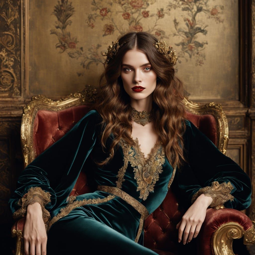 Sultry Victorian Dream Girl in Luxurious Setting