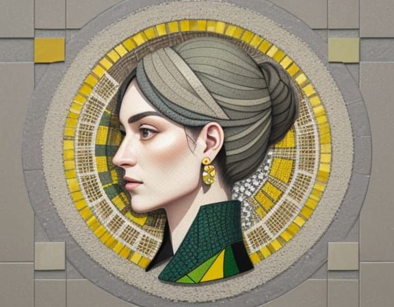 Abstract Mosaic Woman Profile in Digital Art Style
