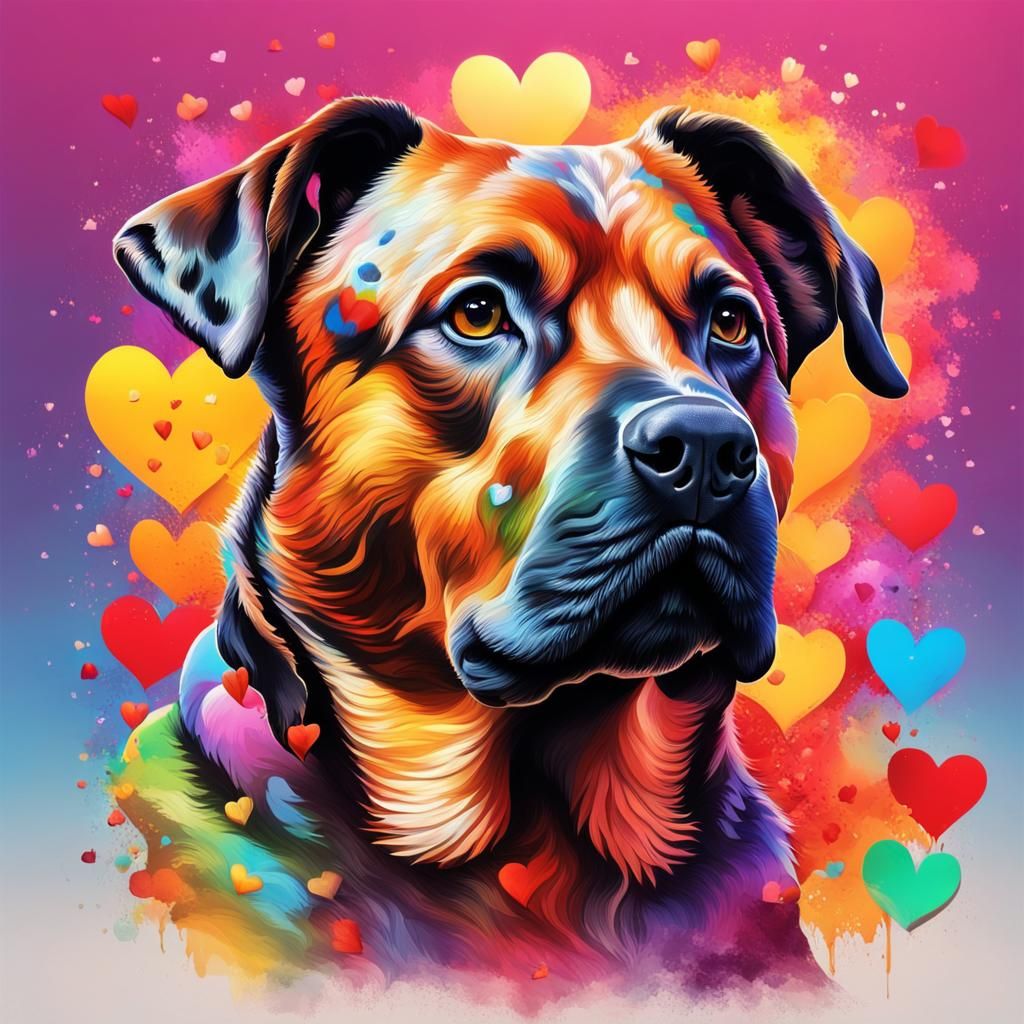 Hyperrealistic Tosa Inu with Hearts