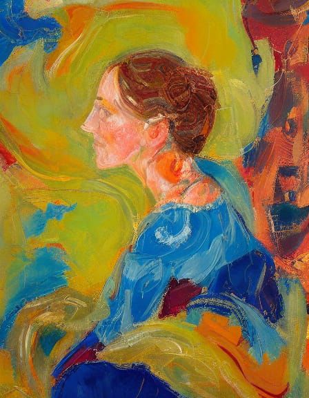 Lady Lost in Thought: Expressive Abstract Oil Portrait