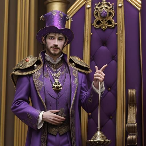 Man in Jester Suit in Throne Room