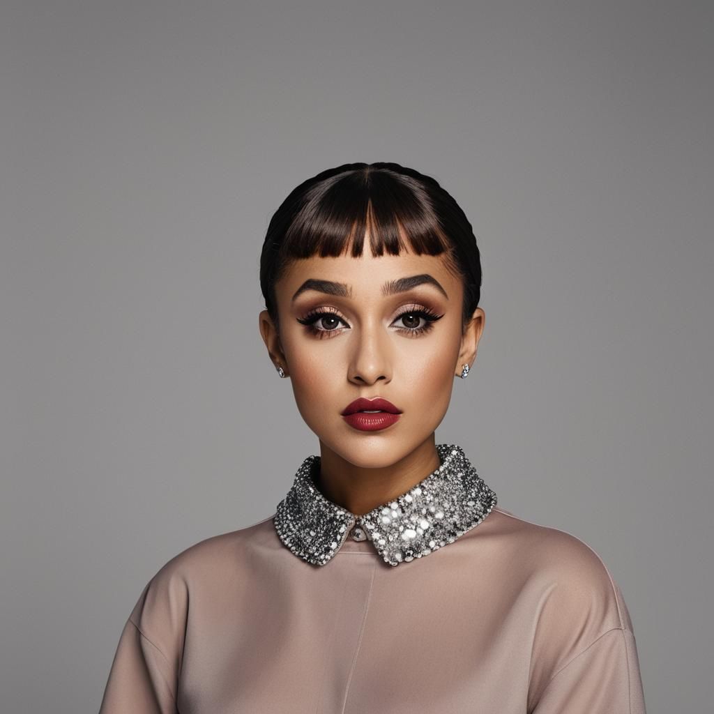 Close-Up Portrait with Bob Haircut and Bold Makeup