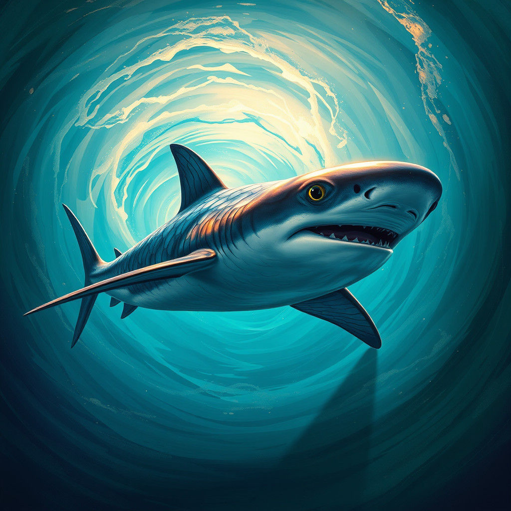 Hammerhead Shark in a Mystical Ocean