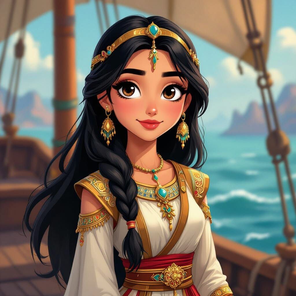Artemis: Persian Princess & Ship Commander in 2D Cartoon Sty...