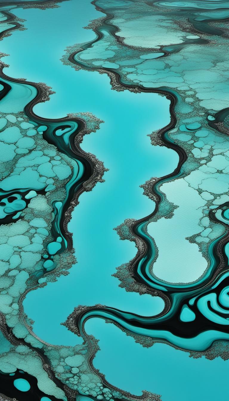 Infinite Paradise: Miretar Art in Turquoise and Onyx