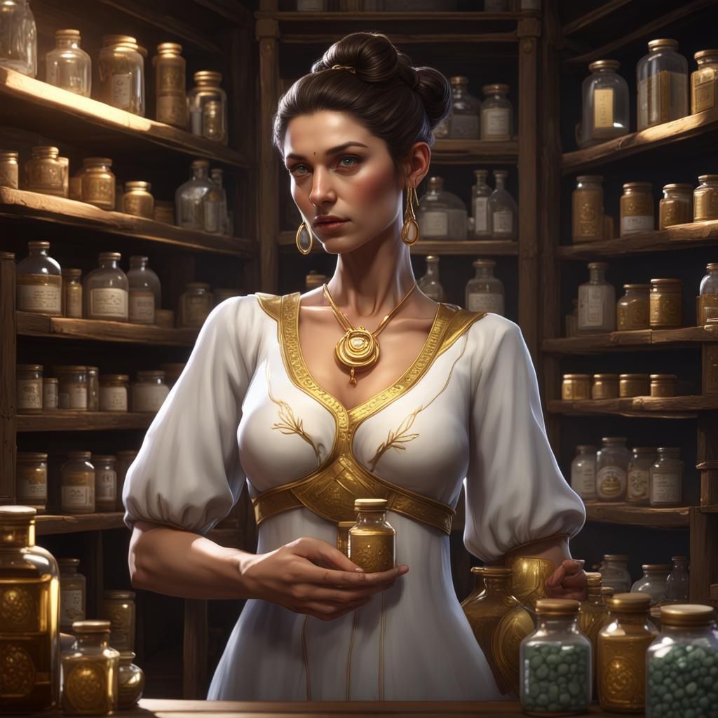 Goddess of Medicine in Her Lab: Fantasy Art