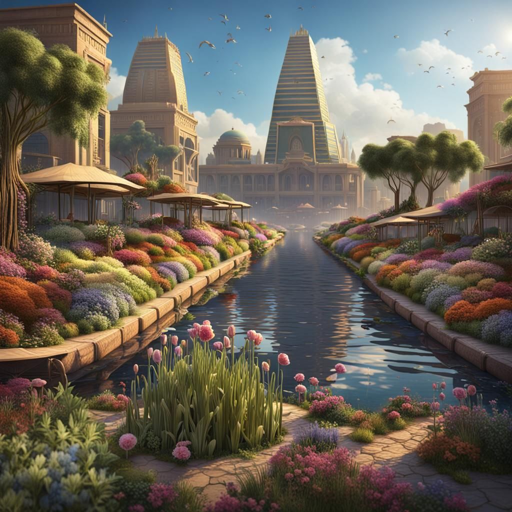 Utopian Egyptian City Garden of the Future