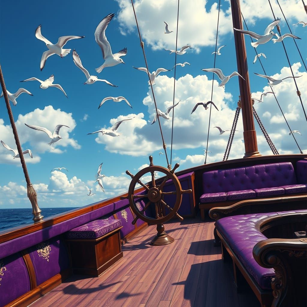 Majestic Purple Ship in 16th Century Style