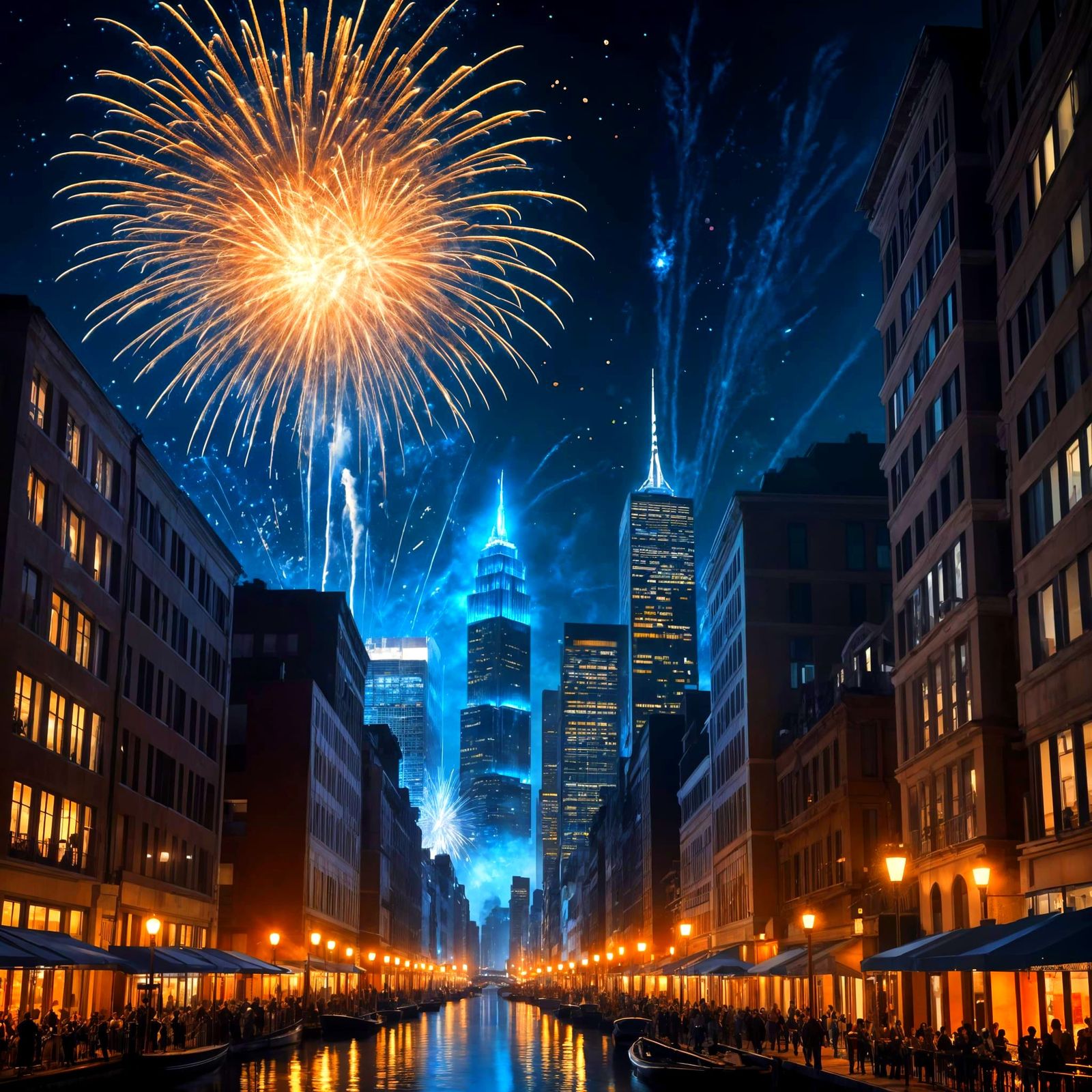 Epic New Year's Celebration in a Vibrant Metropolis