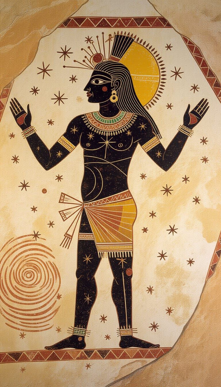 Ancient Cave Painting of Celestial Figure