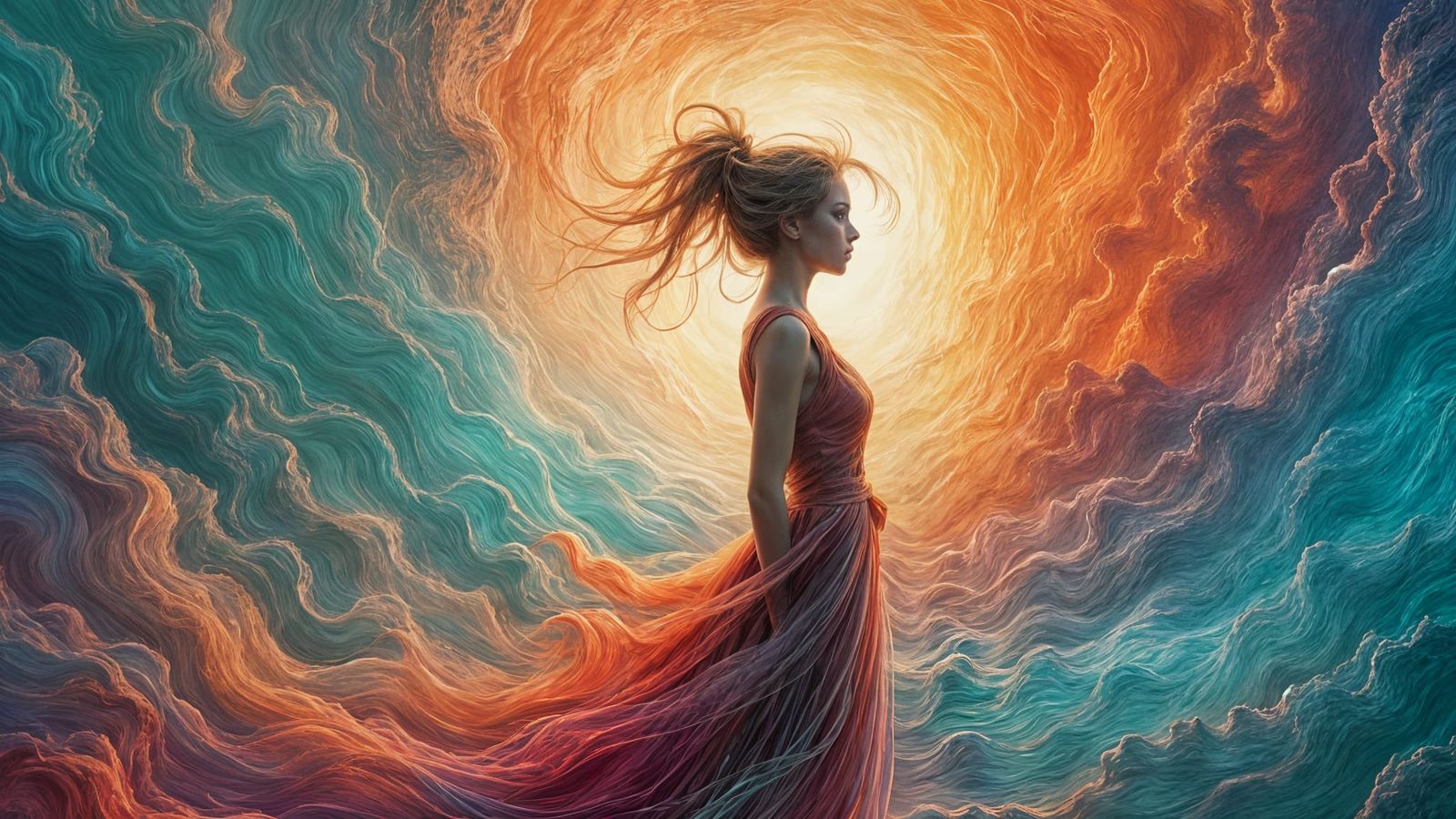 Woman Infusing Life into Landscape with Vibrant Colors