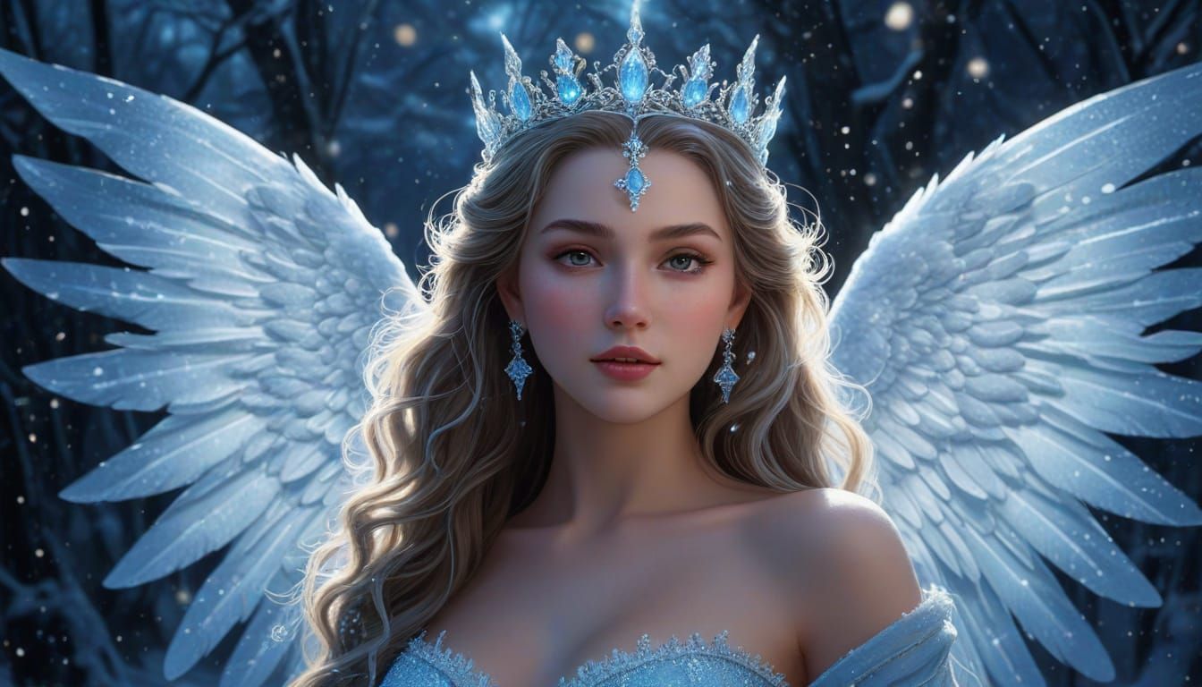 Icy Queen of Winter Night in Hyperrealistic Style