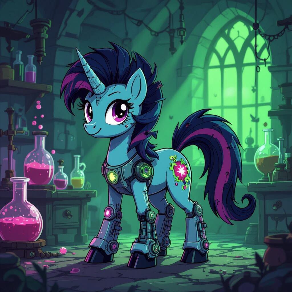 My Little Pony Frankenstein Changeling with Cybernetic Legs