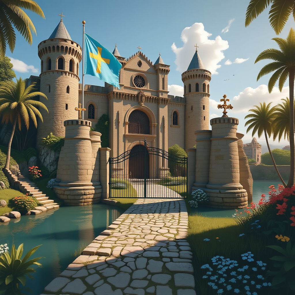 Tropical Island Christian Fortress City: Open Gates