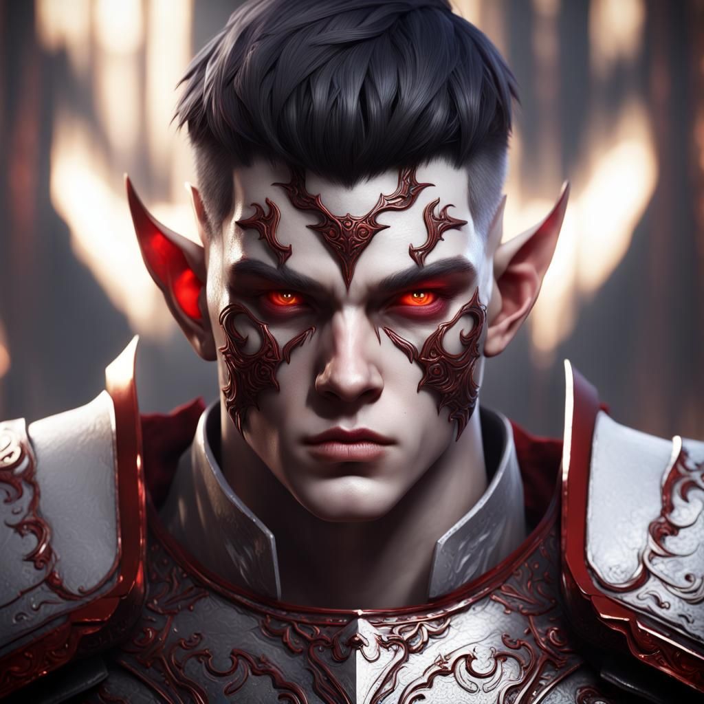 Oni Paladin Teenager: Detailed Fantasy Art
