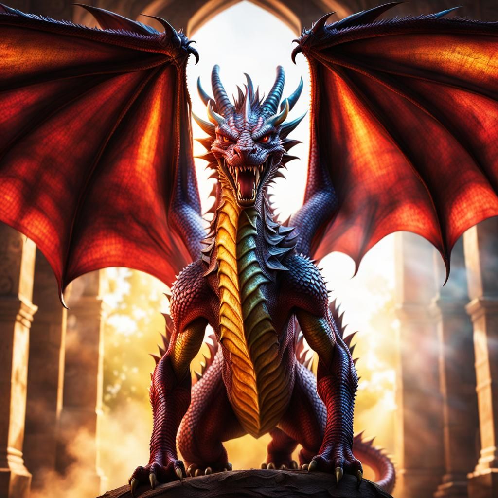 Angry Summer Dragon Portrait in Hyperrealistic Style