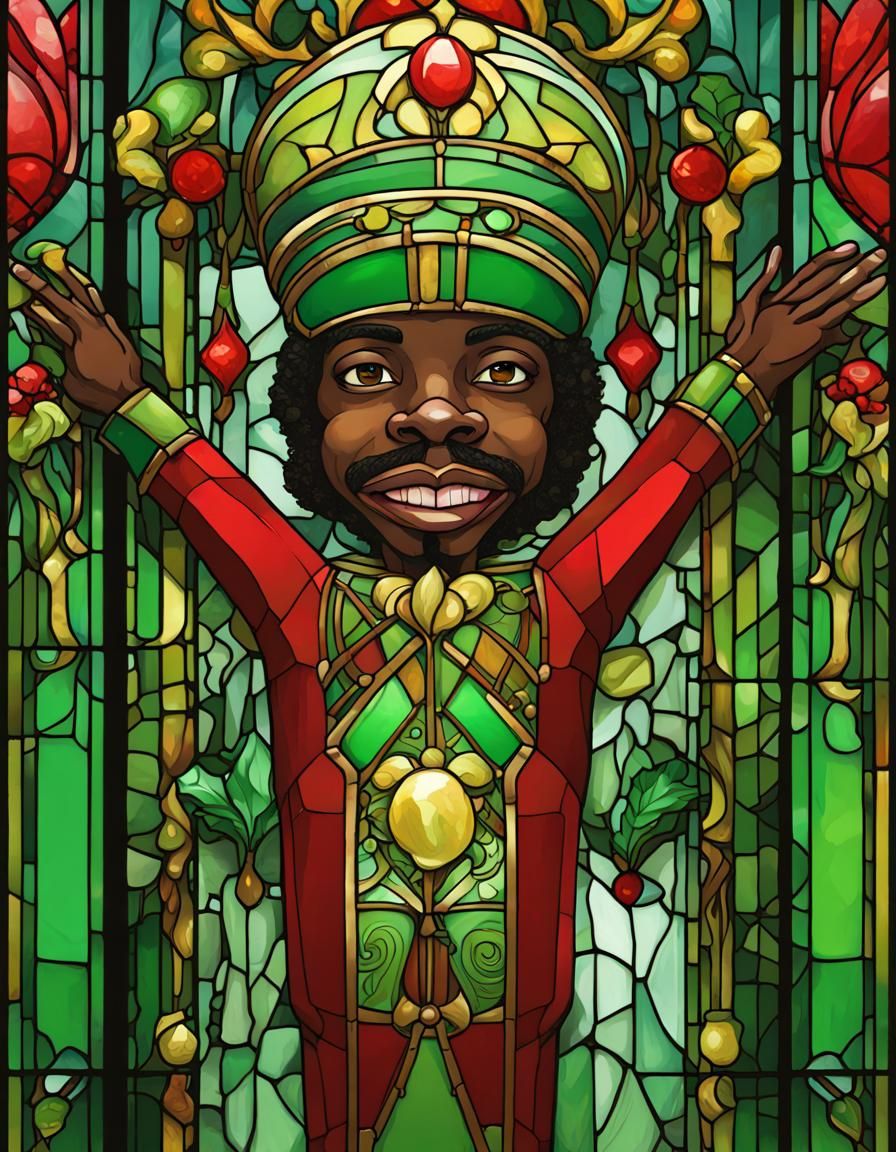 Stained Glass Nutcracker in Art Nouveau Rococo Style