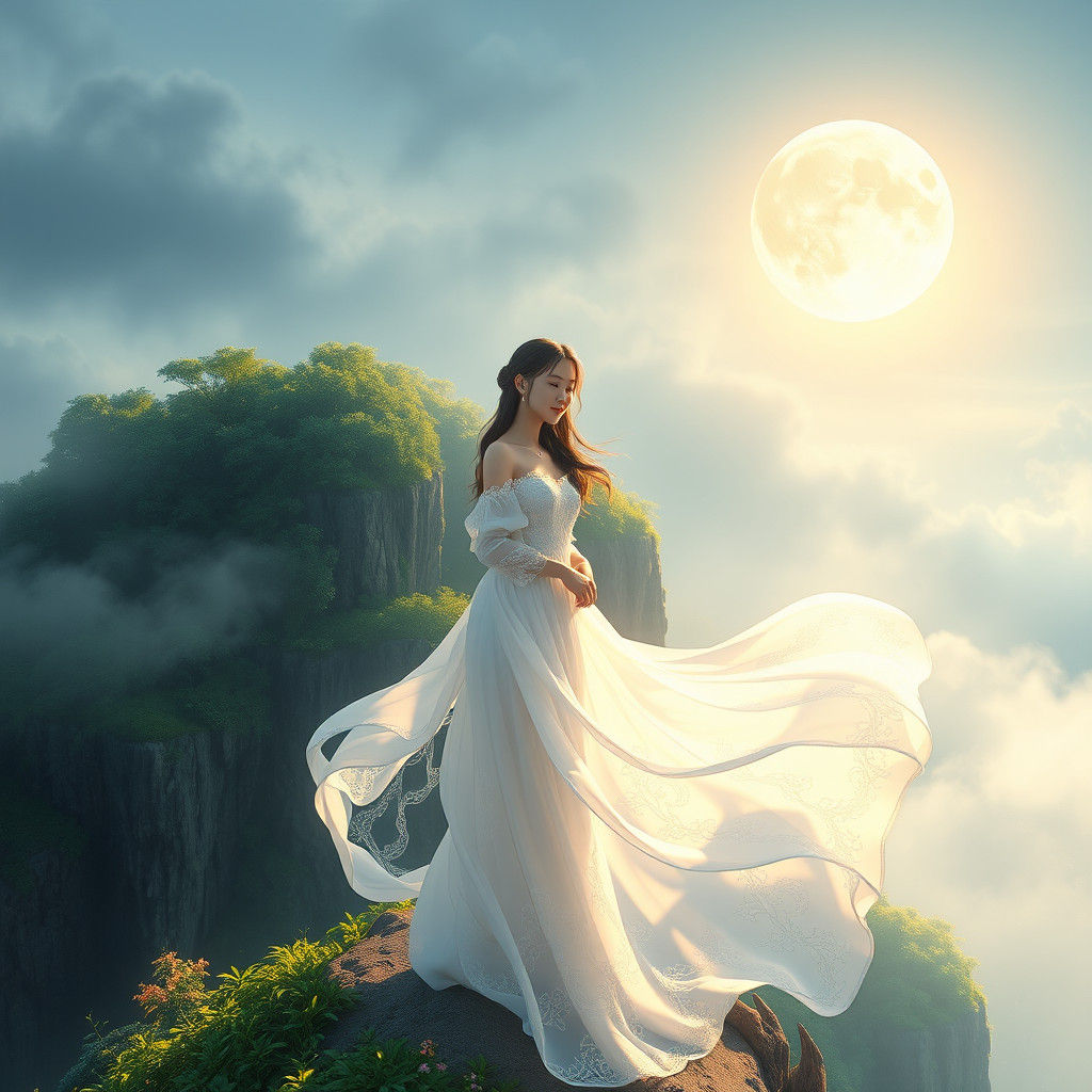 Woman Under Moonlight: 3D Anime Art