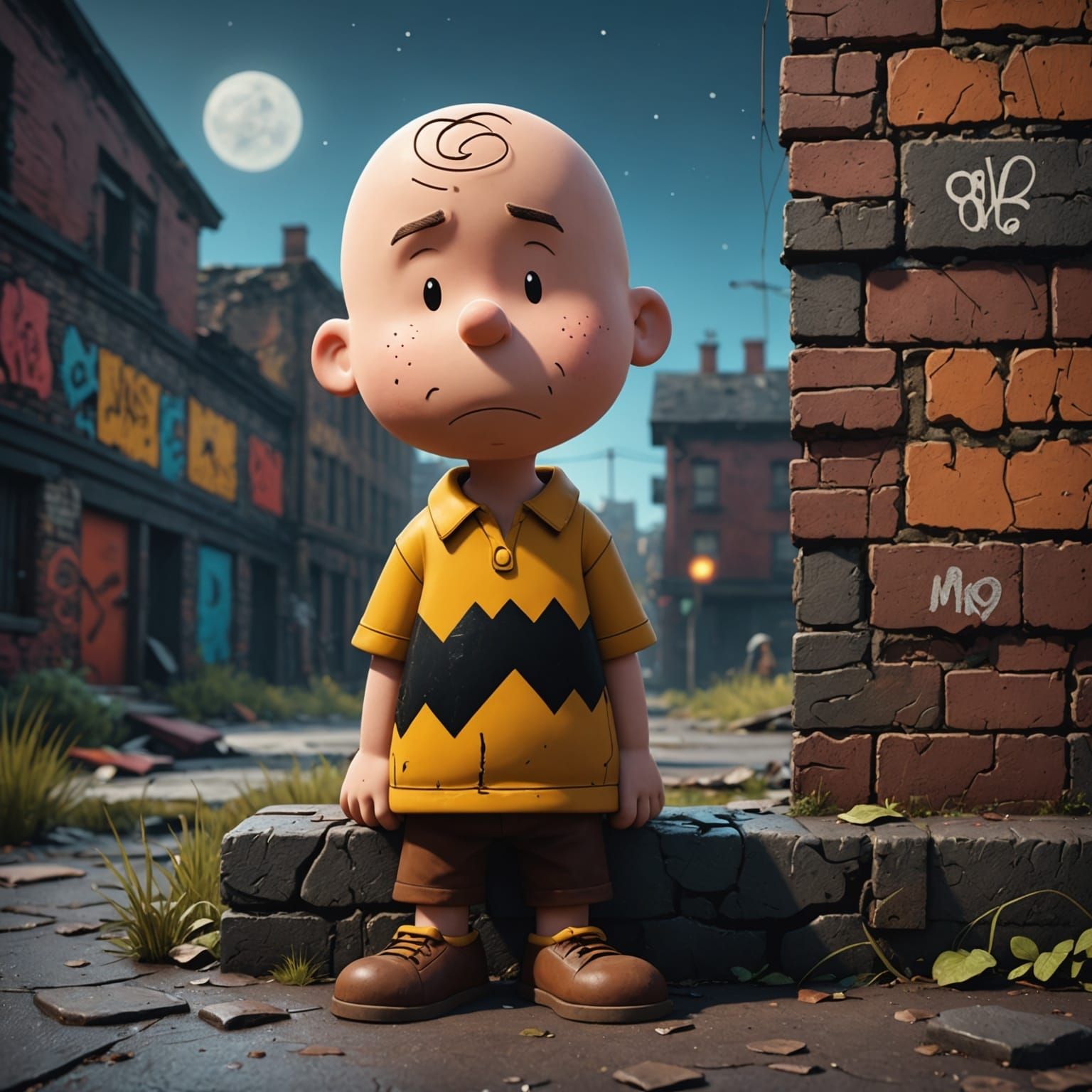 Sad Charlie Brown Graffiti Character