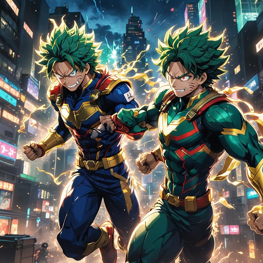 All Might and Izuku Midoriya: Dynamic Anime 3D Art