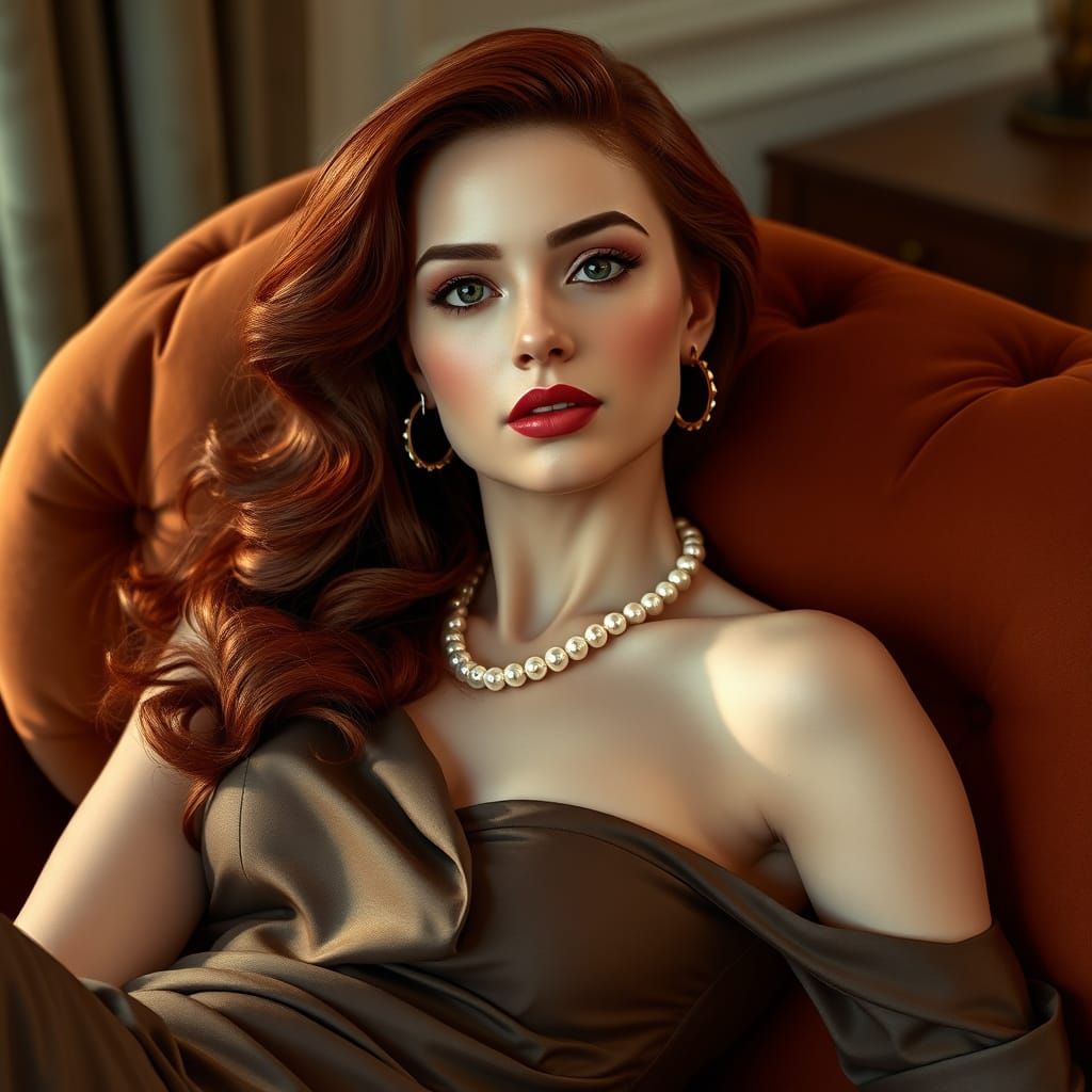 Elegant Woman in Ligne Claire Style