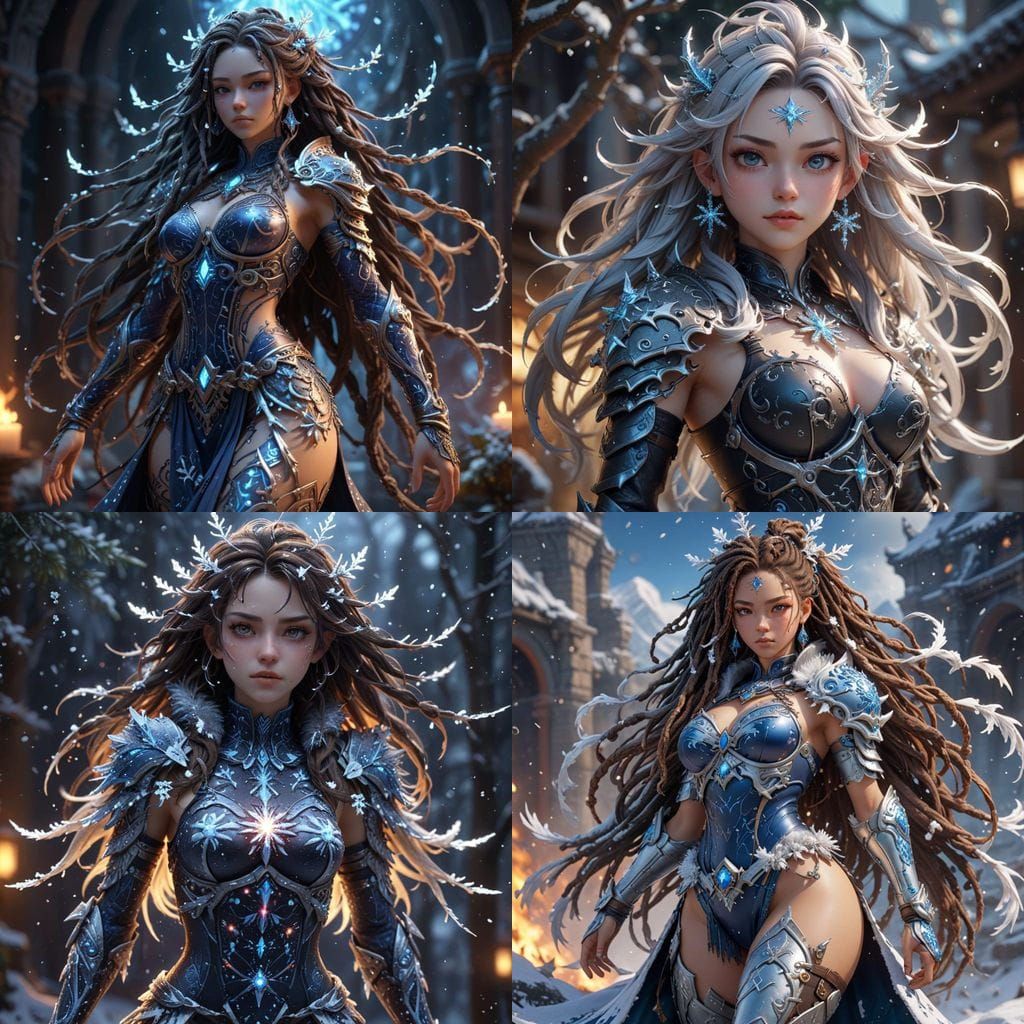 Snowflake Armor Woman with Demonic Aura