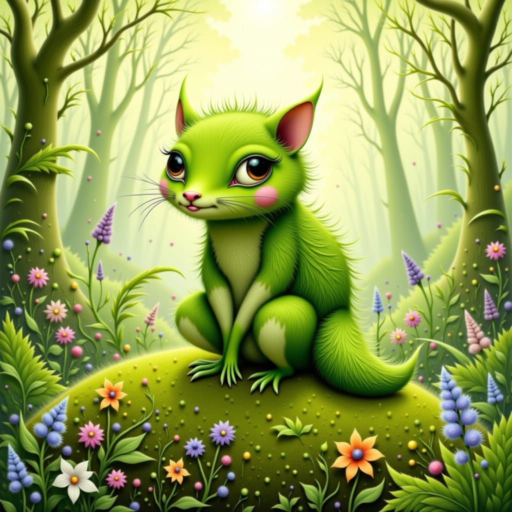 Moss Critter in Folk Art Style