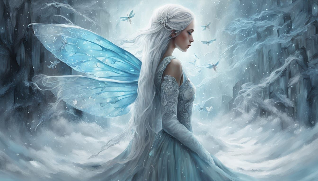 Ethereal Woman in Magical Blizzard Dreamscape