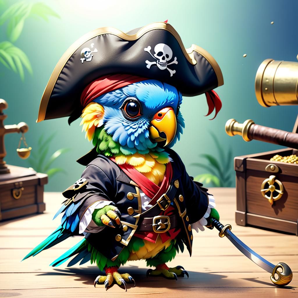 Pirate Parrot in Anime Style