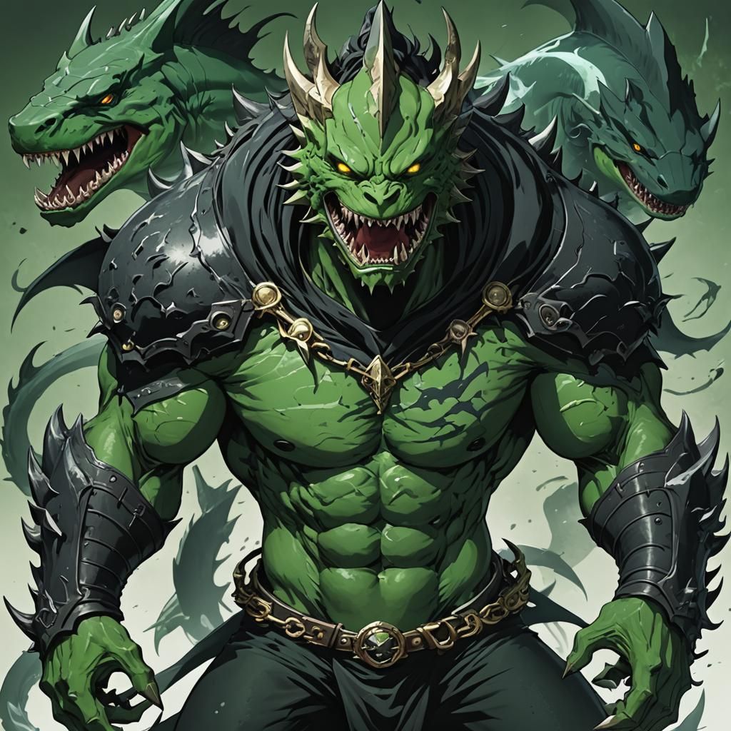 Archaic Demon King Shark Humanoid in Anime Style