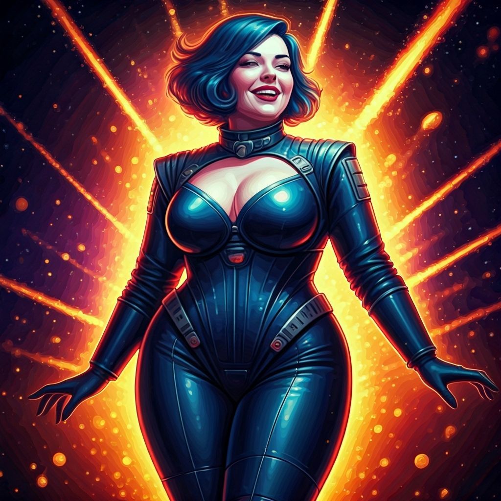 Futuristic Pin Up of Plus Size Alt Goth Astronaut