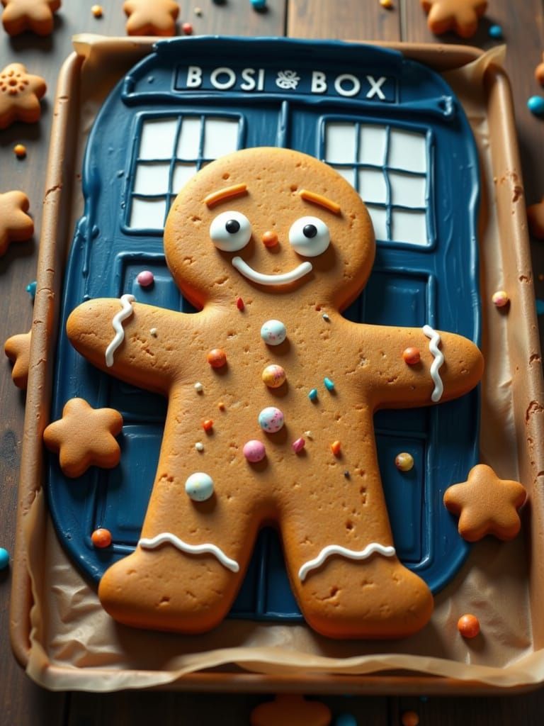 Gingerbread Man Doctor Who on TARDIS Oven