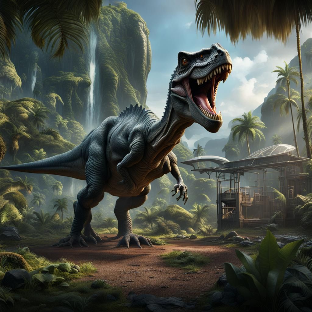 Detailed Jurassic World Matte Painting in Deep Color