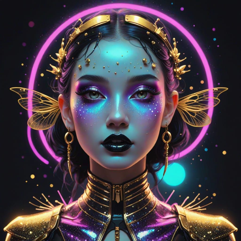 Gothic Alt Punk Fairy with Iridescent Wings