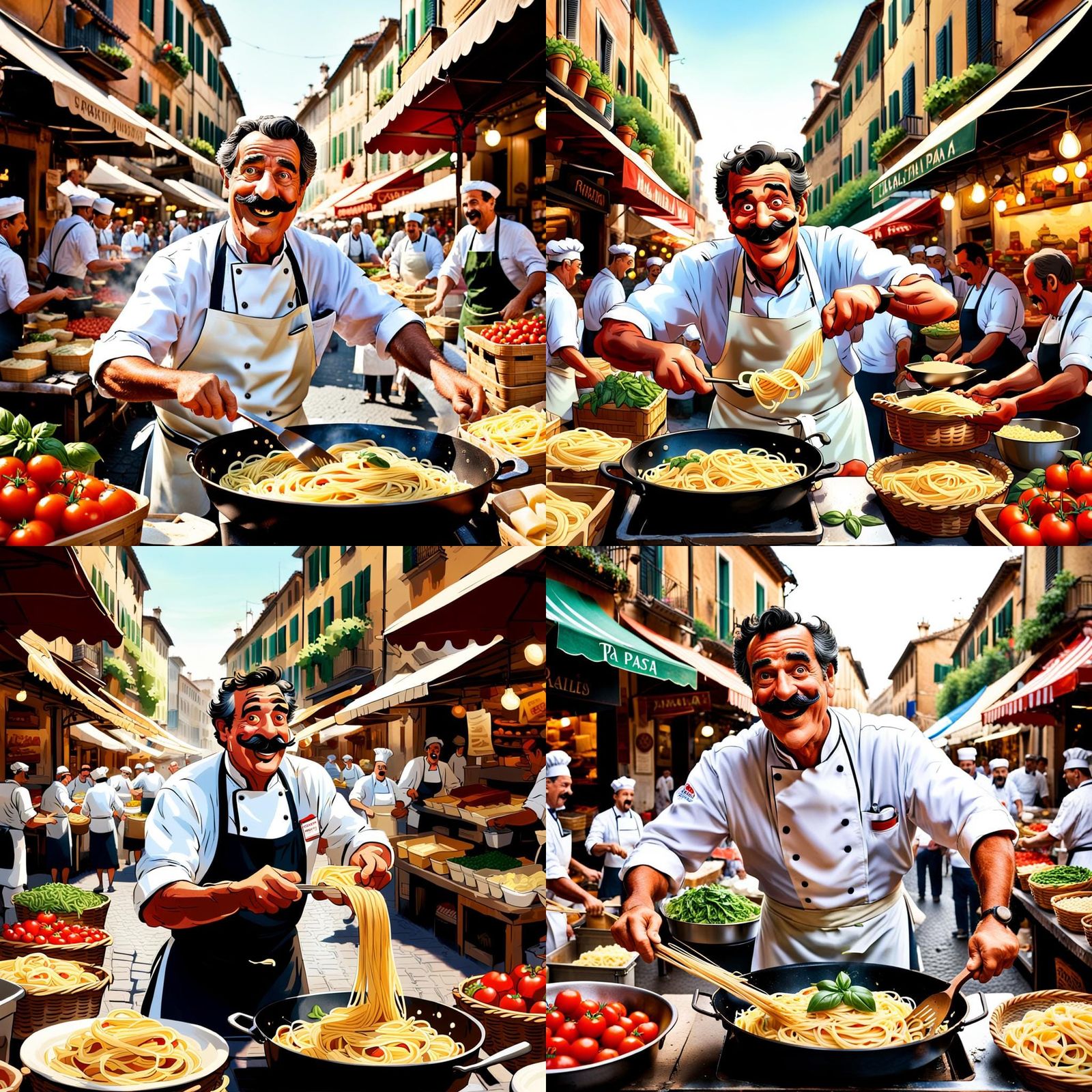 Pixar-Style Italian Chef Cooking Pasta