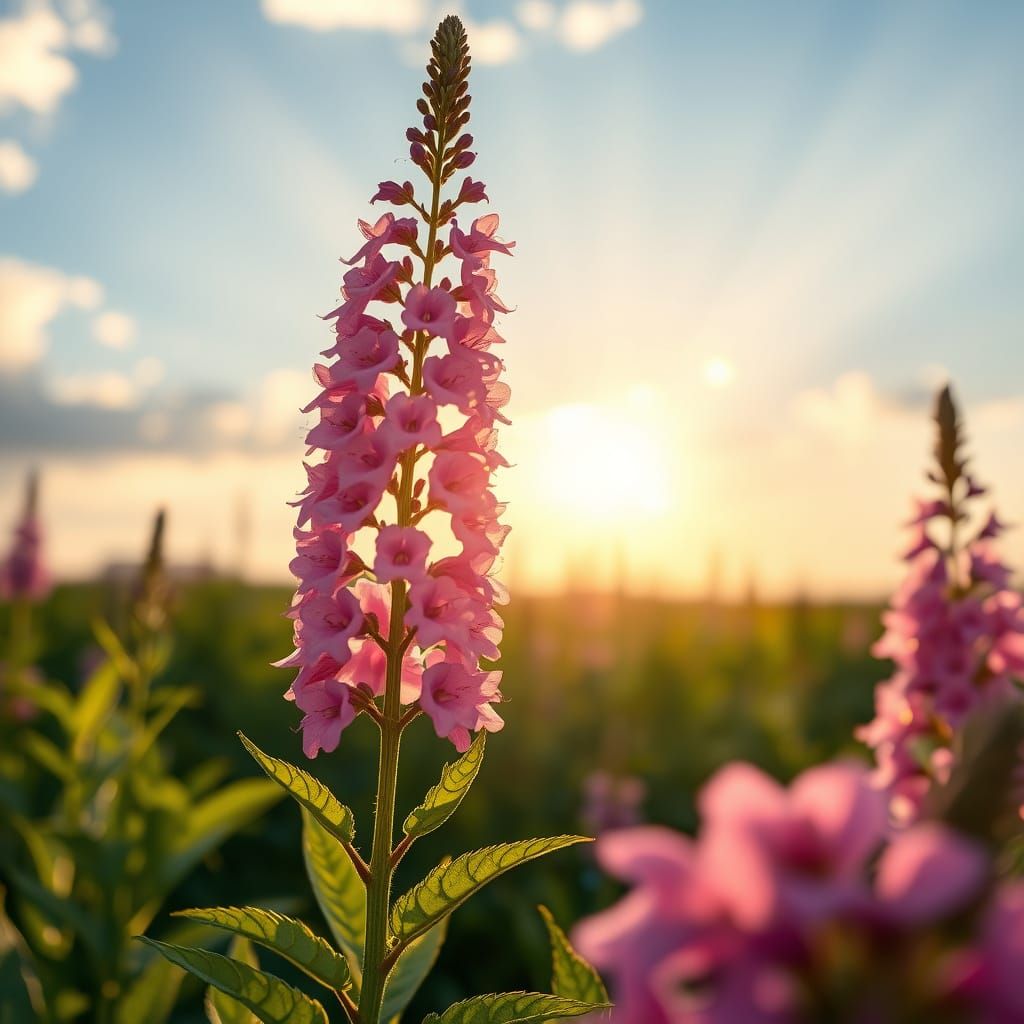 Divine Hyssop Blossom in Heavenly Sunshine