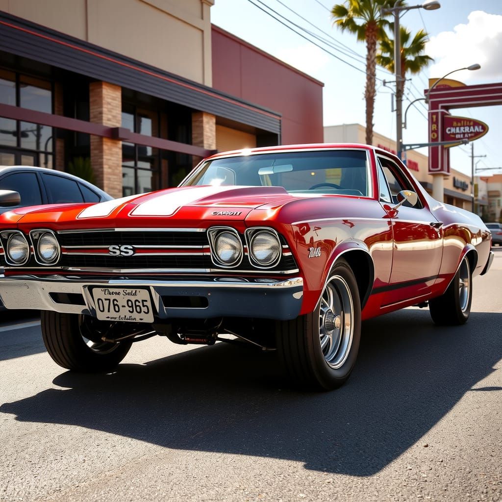 Retro Futuristic 1968 Chevy El Camino with 1957 Chevy Bel Ai...