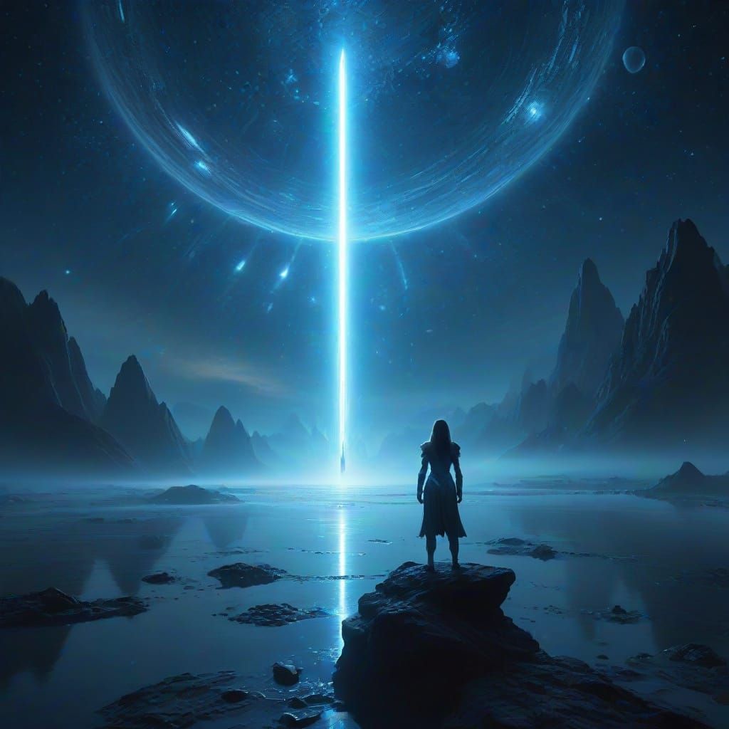 Holographic Lady of the Lake on Alien World