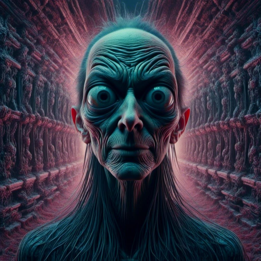 Hyper Glitched 3D Creepy Face with Digital Glitch