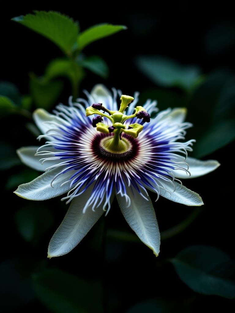 Passionflower Specimen in Chiaroscuro Lighting
