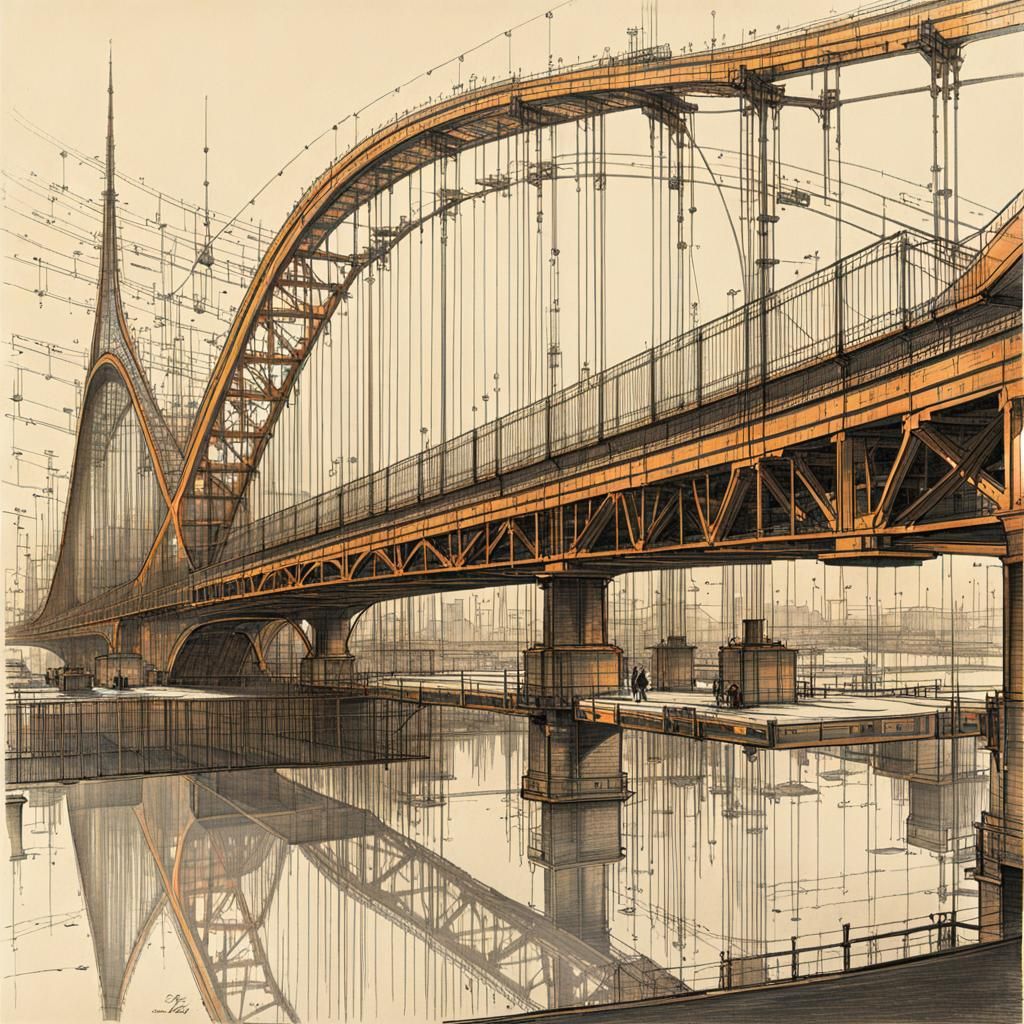 Technical Bridge Drawing in Olschinsky Style