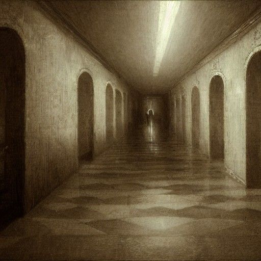 Horror Hospital Corridor in Doré-Rutkowski Style