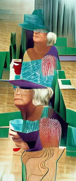 Mysterious Woman Portrait in David Hockney Style